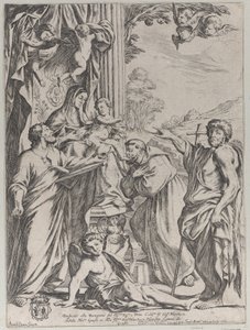 Jomfruen på tronen med tre hellige, 1668. af Giuseppe Maria Mitelli