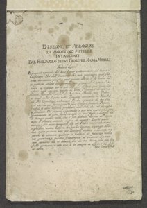 Titeltryk med forord i rækkefølge Ornamenter (serietitel) Tegninger og skitser af Agostino Mitelli Udskåret af hans søn Gioseppe Maria Mitelli (serietitel på objekt) af Giuseppe Maria Mitelli