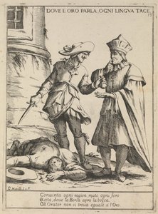 Hvor guldet taler, er hver tunge tavs. Hvor de taler, er hvert sprog tavst, 1678