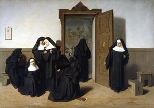 Antiklerikalisme, undertrykkelse af klostre, maleri af G. Mazza.