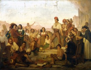 oprøret fra den napolitanske fisker Tommaso Aniello, kendt som Masaniello (1622-1647) i Napoli i 1647. Maleri af Mazza. Milanos Videnskabsmuseum