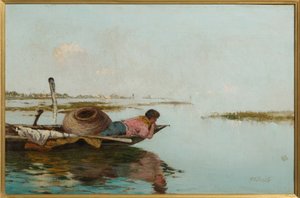 Ro, venetiansk lagune (olie på lærred) af Giuseppe Miti Zanetti