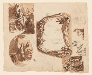 Judith og Holofernes og andre studier (recto); Diana og Endymion (verso) af Giuseppe Nicola Nasini