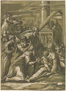 Magiernes tilbedelse af Giuseppe Nicolo Vicentino, after Parmigianino
