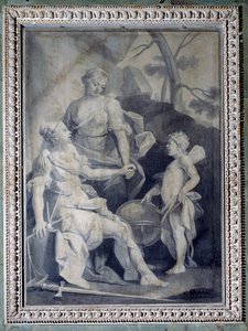 Nationens geni med retfærdighed og fred (monokrom tegning af Giuseppe Paganelli