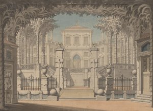 Et tyrkisk palads (sandsynligvis for Mozarts "Bortførelse fra Seraglio") af Giuseppe Quaglio
