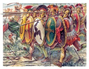 Antikkens Grækenland: hoplitter, infanteri, tunge våben - Antikkens Grækenland: hoplitter - Illustration af Giuseppe Rava af Giuseppe Rava