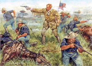 Indianerkrigene mellem Sioux- og Cheyenne-indianerne og USA: George Armstrong Custers (1839-1876), amerikansk kavalerigenerals, sidste slag, 25. juni, i slaget ved Little Big Horn (Bighorn), Montana af Giuseppe Rava