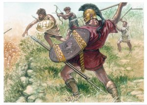 Kongeriget Makedonien: soldater fra det lette infanteri - Makedonien (antikt kongerige): soldater fra det lette infanteri - Illustration af Giuseppe Rava af Giuseppe Rava