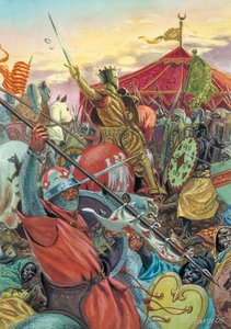 Reconquete af Spanien: Slaget ved Navas de Tolosa den 16/07/1212 mellem de kristne og maurernes hær - reconquista: Slaget ved Las Navas de Tolosa (Slaget ved Al-Uqab) den 16. juli 1212 mellem styrker fra kong Alfonso VIII af Kastilien og de kristne og maur af Giuseppe Rava
