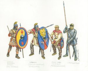 Romersk hær: legionær hjælpebueskytte og katafraktor af Giuseppe Rava