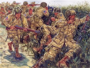 Anden Verdenskrig: 101. luftbårne division (101. amerikanske luftbårne division) med kælenavnet Screaming Eagles - WWII: 101. luftbårne division, Screaming Eagles - Illustration af Giuseppe Rava af Giuseppe Rava