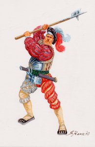 Un Lansquenet, tysk lejesoldat - en Landsknecht tysk lejesoldat - Illustration af Giuseppe Rava af Giuseppe Rava