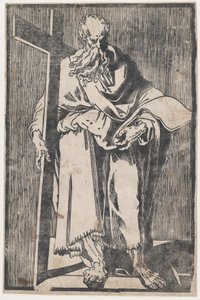 Sankt Philip stående med en bog og et kors, ca. 1590-1600.