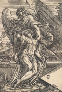 Den døde Kristus støttet af en engel, 1582.