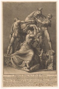 Dirce bliver til en stier bundet Farnese Stier Gruppe af statuer, kaldet Farnese Bull / Grouppe des Statues, qu 