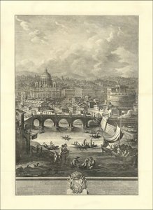 Prospektet over den leoninske by, som kan ses med Vatikanbasilikaen, broen og Castel S. Angelo.