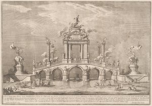 En triumfbro prydet med relikvier fra byen Ercolano af Giuseppe Vasi after Paolo Posi