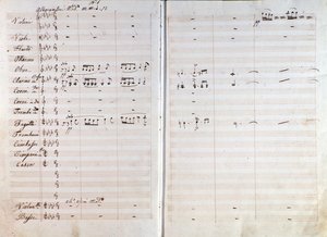 Dobbeltside med originalt partitur af Macbeth-opera af Giuseppe Verdi