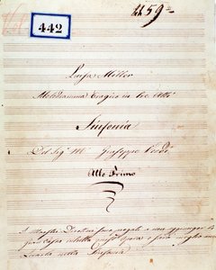 Første side af partitur af Luisa Millers symfoni, opera af Giuseppe Verdi