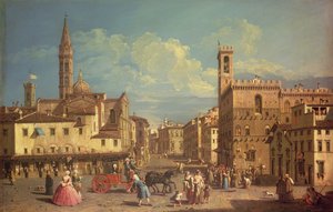 Badia Fiorentina og Palazzo Del Podesta på Piazza di San Firenze, ca. 1754 (olie på lærred)