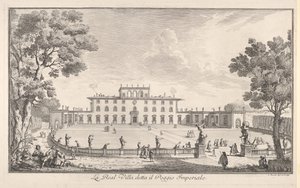 Den kongelige villa kaldet il Poggio Imperiale La Real Villa kaldet il Poggio Imperiale, udsigt ..., 1744. af Giuseppe Zocchi