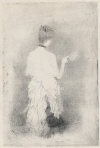 Elegant ung kvinde set bagfra af Giuseppe de Nittis