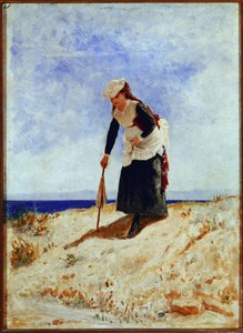 A Woman on the Sand (olie på lærred af Giuseppe or Joseph de Nittis