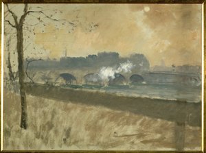 Bridge across the river Seine (olie på lærred) af Giuseppe or Joseph de Nittis