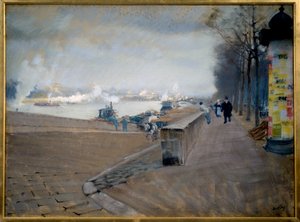 La Seine i Paris. Maleri af Giuseppe Nittis (1846-1884) af Giuseppe or Joseph de Nittis
