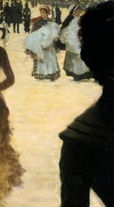 Vender tilbage fra Bois de Boulogne, Lady with a Dog, af Giuseppe de Nittis, detaljer af Giuseppe or Joseph de Nittis
