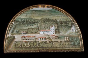 Udsigt over Villa di Colle Salvetti nær Livorno, Italien (Tempera af Giusto Utens