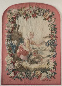 Brandskærmpanel og ramme, ca. 1775.