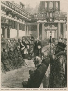 Uddeling af Maunday Charity i Whitehall (kobberstik)
