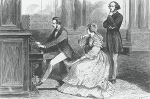 Prins Albert af Sachsen spiller foran dronning Victoria og Felix Mendelssohn Bartholdy (1809-1847), gravering