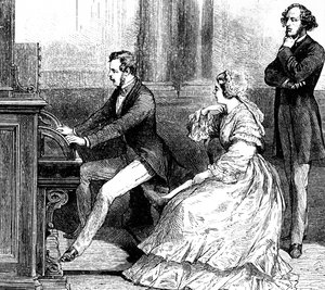 Dronning Victoria ser Prins Albert spille orgel til Felix Mendelssohn