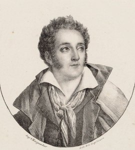 Portræt af komponisten François Charles Mansui 1785-1847. af Godefroy Engelmann