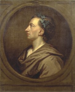 Alexander Pope (1688-1744) profil, kronet med efeu (olie på lærred) af Godfrey (studio of) Kneller