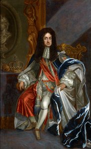 Barok : Portræt af Charles II af England (1630-1685), i klæderne af strømpebåndsordenen par Kneller, Sir Gotfrey (1646-1723), Anden halvdel af det 17. århundrede. Olie på lærred, 99,6x61, 5. Privat samling af Godfrey Kneller