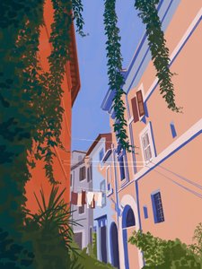 Charmerende europæisk gade af Goed Blauw