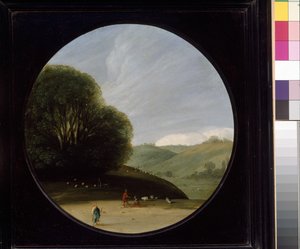 Landskab med pastorale figurer, ca. 1615 - 1638 (olie på kobber)