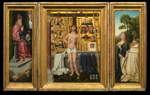 Triptykon af Antonius Tsgrooten (olie på panel) af Goossen van der (1465 c.1538) Weyden