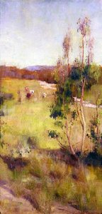 Gum Trees and Cattle (olie på lærred) af Gordon Coutts