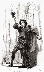 En scene fra William Shakespeares spiller Hamlet, Act I, Scene 5, Hamlet: Remember you! Ja, du stakkels spøgelse, mens hukommelsen holder plads i denne distraherede klode, fra The Works of William Shakespeare, pu