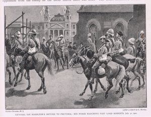 General Ian Hamiltons tilbagevenden til Pretoria: hans styrke marcherer forbi Lord Roberts 30. juli 1900 af Gordon Frederick Browne