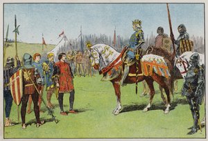 Henry V før slaget ved Agincourt (farve litho) af Gordon Frederick Browne