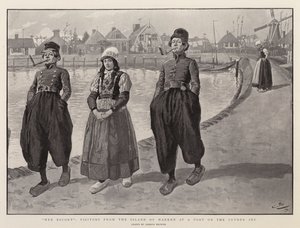 Hendes eskorte, besøgende fra øen Marken ved en havn på Zuyder Zee af Gordon Frederick Browne