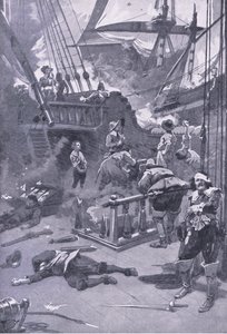 Slaget ved Camperdown 29.-31. juli 1653, illustration fra British Battles on Land and Sea , 1915 af Gordon Frederick Browne