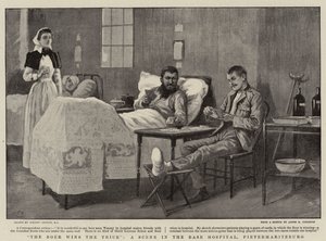 Boeren vinder Tricket, A Scene in the Base Hospital, Pietermaritzburg af Gordon Frederick Browne