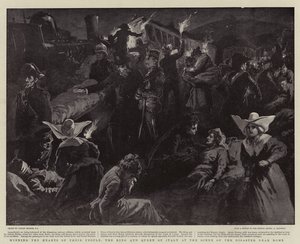 Vinder deres folks hjerter, kongen og dronningen af Italien ved katastrofescenen nær Rom af Gordon Frederick Browne
